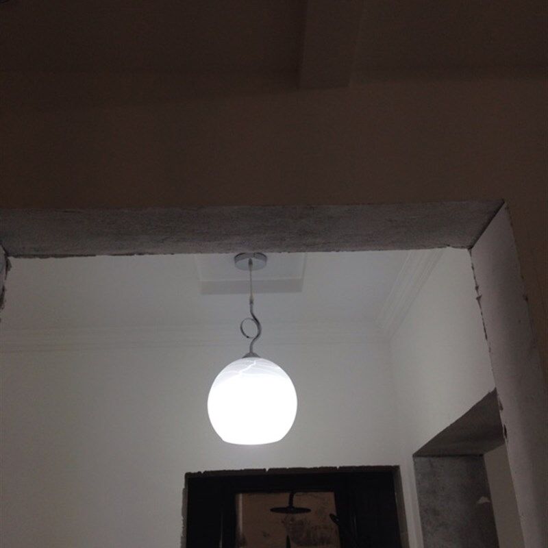 白色圆球玻璃灯罩拉吊灯灯现代单头玄关阳台灯灯饰灯具,家装灯饰光源,餐厅吊灯,淘宝优惠券,粉丝福利购,淘宝优惠卷