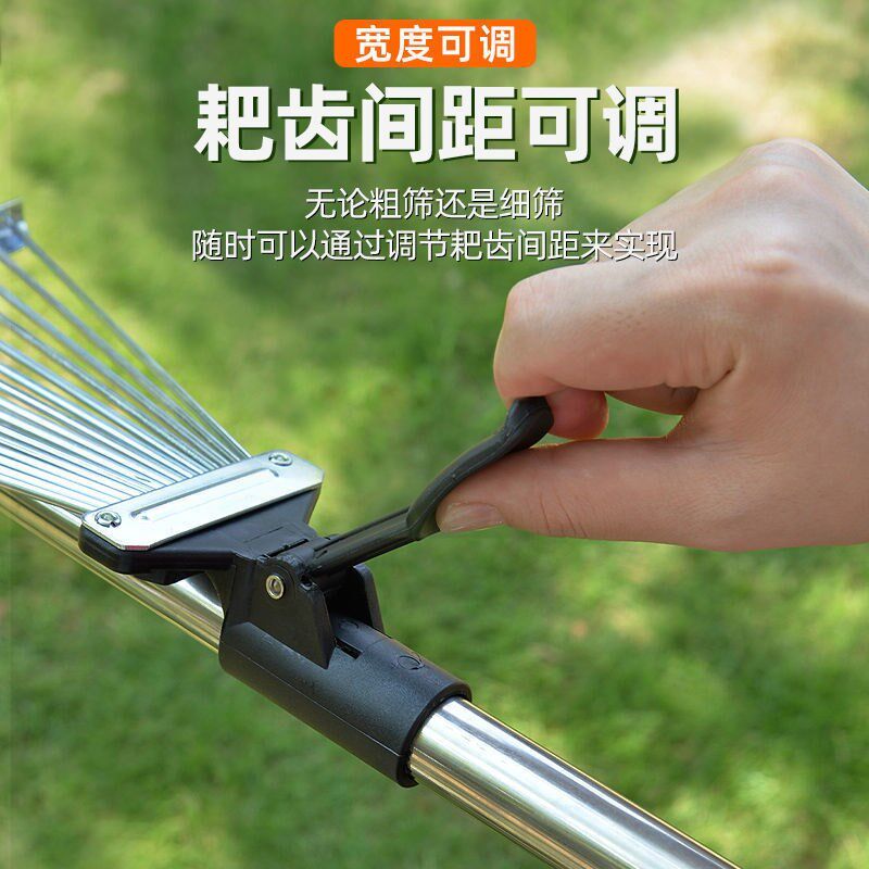 新款铁耙子草坪沙滩除草理工具专用耙草农用伸缩式钢耙子钢丝