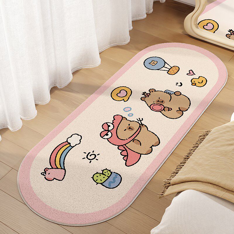 卡皮巴拉儿童房床边毯男孩卧室卡通仿羊绒地垫卧床下椭圆形地毯,居家布艺,床边毯,淘宝优惠券,粉丝福利购,淘宝优惠卷
