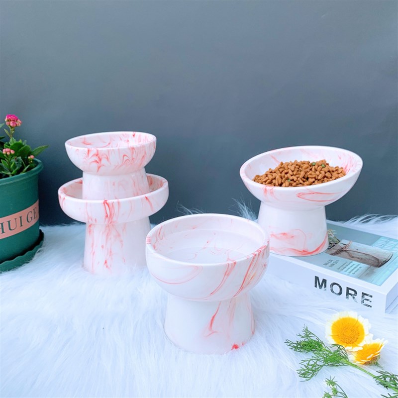 猫碗猫食盆陶瓷宠物碗高脚防打翻双碗猫咪喝水碗保护颈椎狗狗饭碗