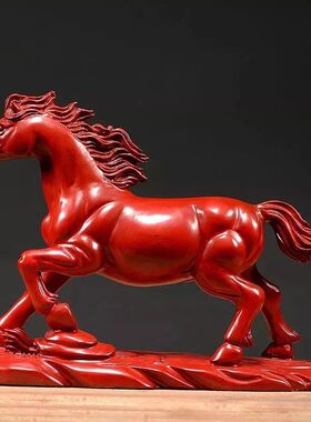 黑檀木雕刻马摆件马到成功实木质马生肖家居办公桌面装饰工艺品