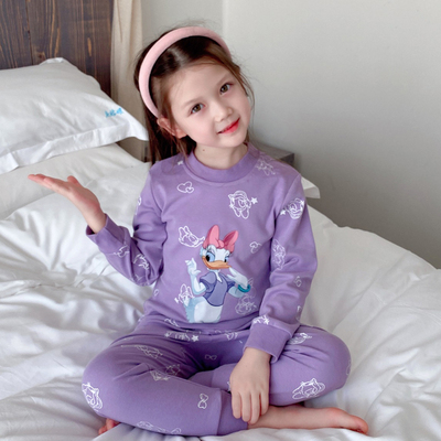 女童睡衣秋冬款纯棉加厚男童宝宝女孩全棉a类秋衣卫生裤家居服套