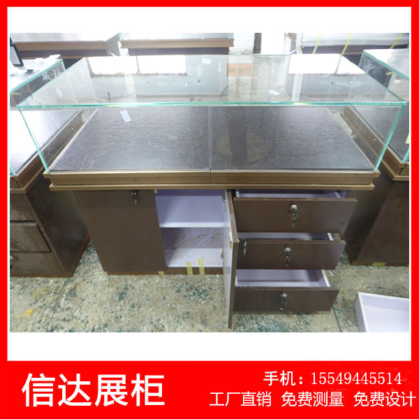 木质饰品展示柜精品展示柜透明玻璃奢饰品展柜定制展示柜带灯带锁