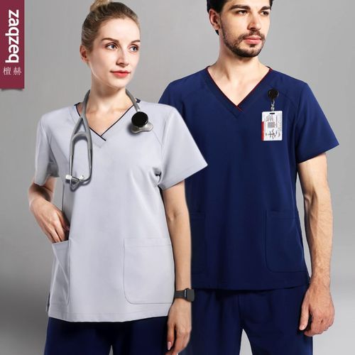 檀赫洗手衣女医护弹力工作制服口腔护士服男牙科短袖手术室刷手服