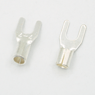 UT4 4冷压接线端子U叉型Y形裸端头铜线鼻子4平方镀银接线耳100只