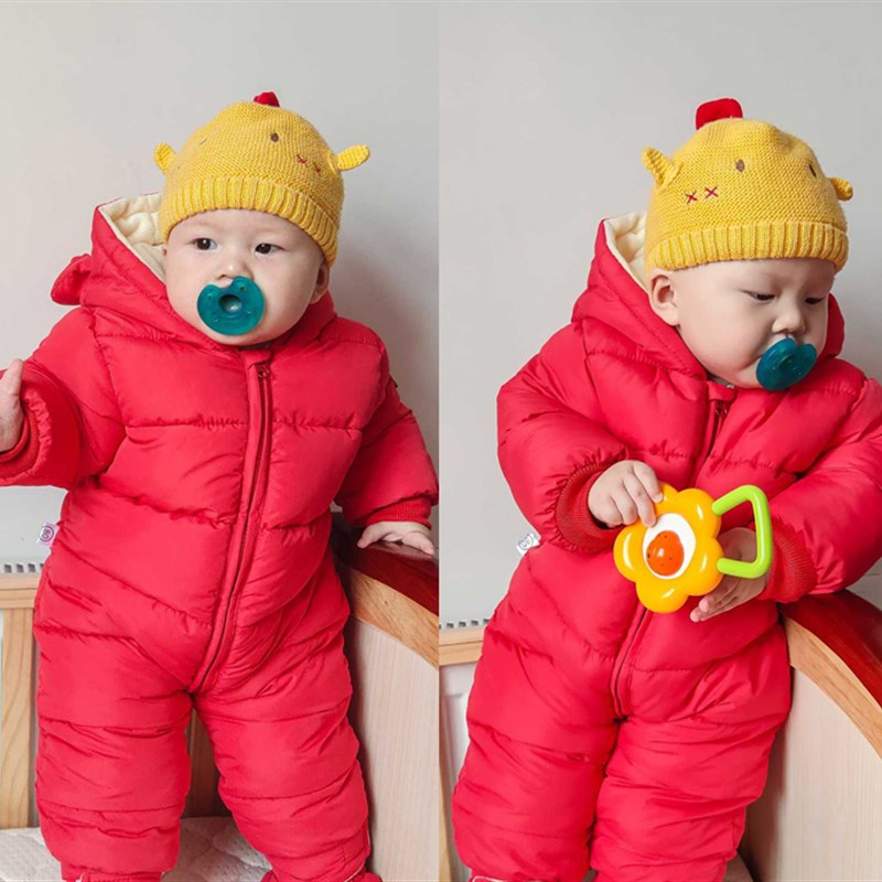 新生儿连体衣婴儿衣服冬季外出抱衣套装宝宝加厚羽绒棉衣保暖爬服