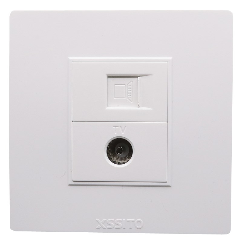 XSSITO电视电脑插座面板有线闭路电视加网络和网线二合一86型RJ45