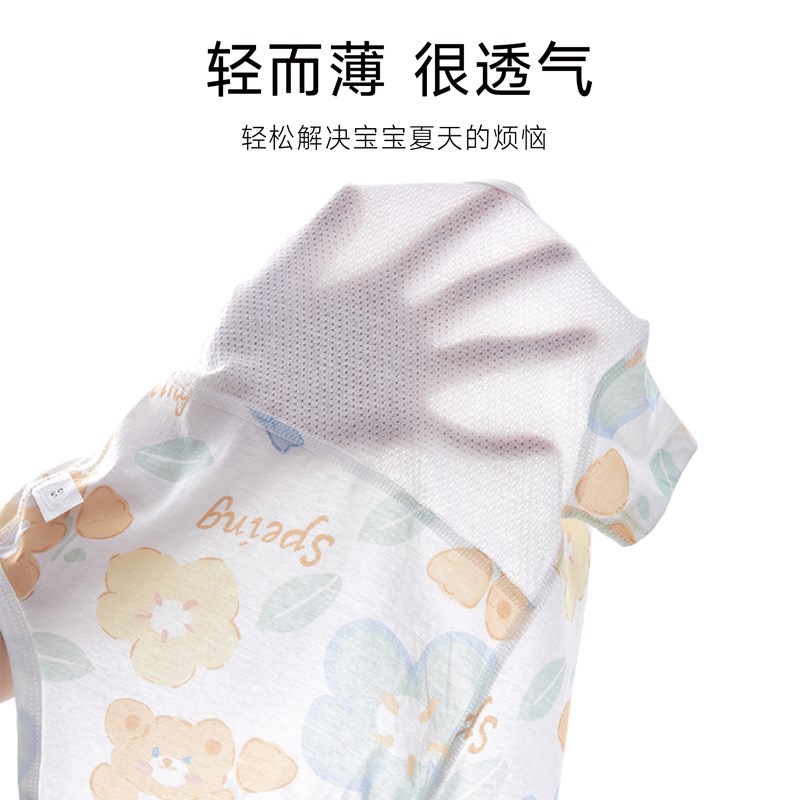 婴儿包屁衣夏季薄款透气网眼新生儿连体衣短袖纯棉a类宝宝衣服夏