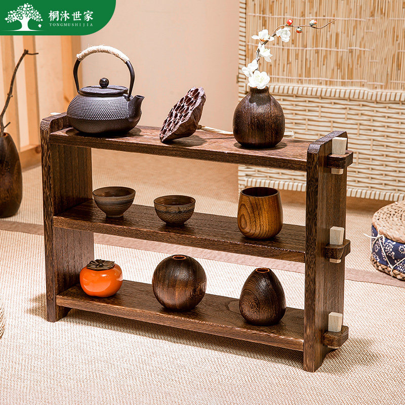 实木日式仿古做旧多宝格柜子置物架子收纳柜子中式创意格子博古架