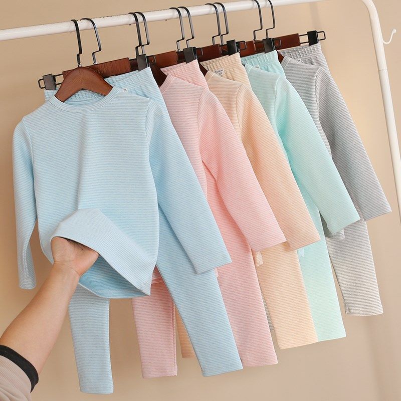 儿童纯棉彩纱条纹保暖内衣套装冬款男女童贴身厚秋衣裤中大童睡衣,童装/婴儿装/亲子装,内衣套装,淘宝优惠券,粉丝福利购,淘宝优惠卷