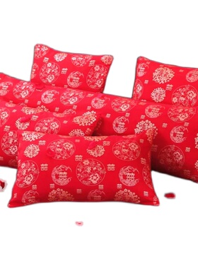 结婚枕头一对装成人婚庆枕芯大红色新房靠垫芯60.60靠枕垫子长枕