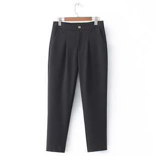 上班穿 高腰工装 裤 西裤 显瘦直筒 子春夏薄九分裤 J317胖妹妹mm大码