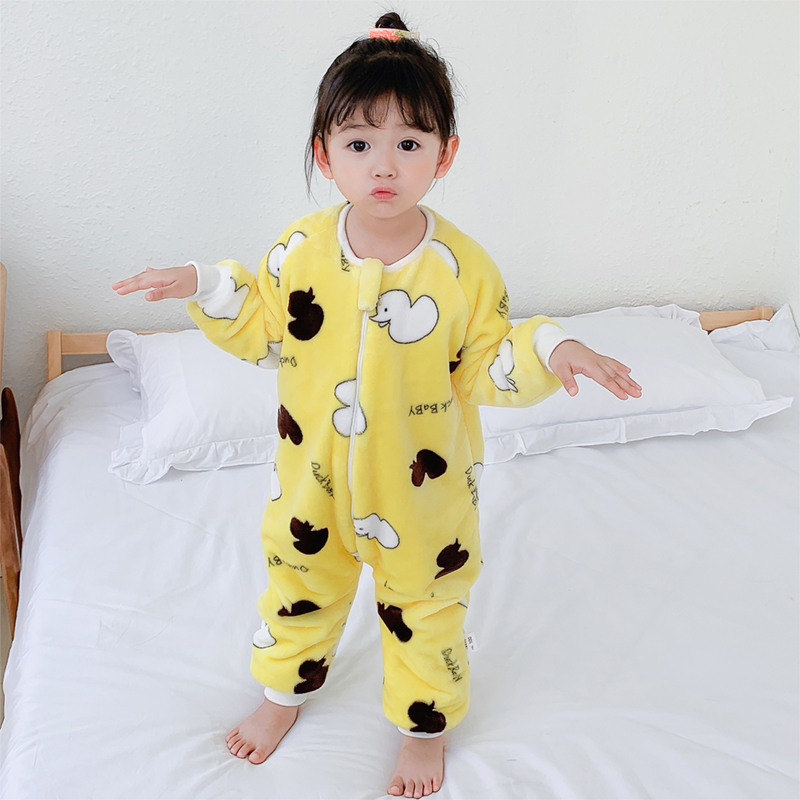 加厚儿童睡衣法兰绒小孩子睡衣男童男孩睡袋女孩爬服宝宝家居服