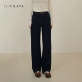 德绒锁温环保洗水保暖空气层微弯刀阔腿牛仔裤 小禾 破茧牛仔