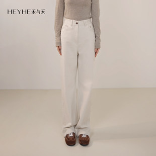 小禾【慢牛】天然棉亚麻混纺透气松弛经典窄版直筒型休闲牛仔裤