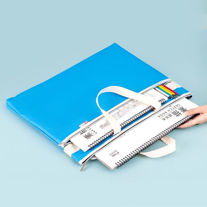 竖款大号A3美术袋8k文件袋手提书袋小学生竖式大容量防水拉链式画