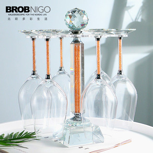 镶带钻水晶玻璃倒挂杯架旋转酒柜摆件架子 高脚杯 红酒杯家用套装