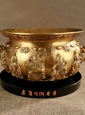 大仕缘 铜工艺品家居招财摆件五路财神仿古聚宝盆开业乔迁礼品