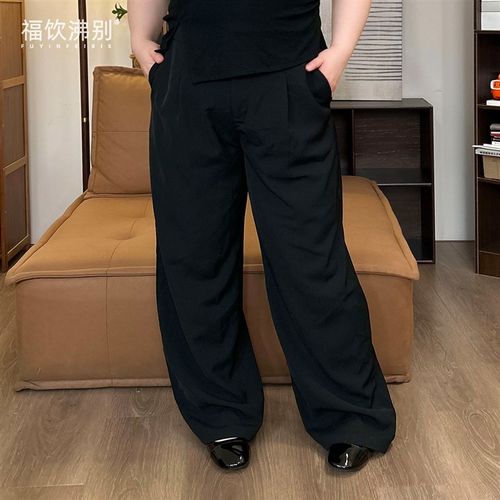 【福饮沸别】大码胖mm西装裤正装裤女夏季显瘦宽松长裤-1123