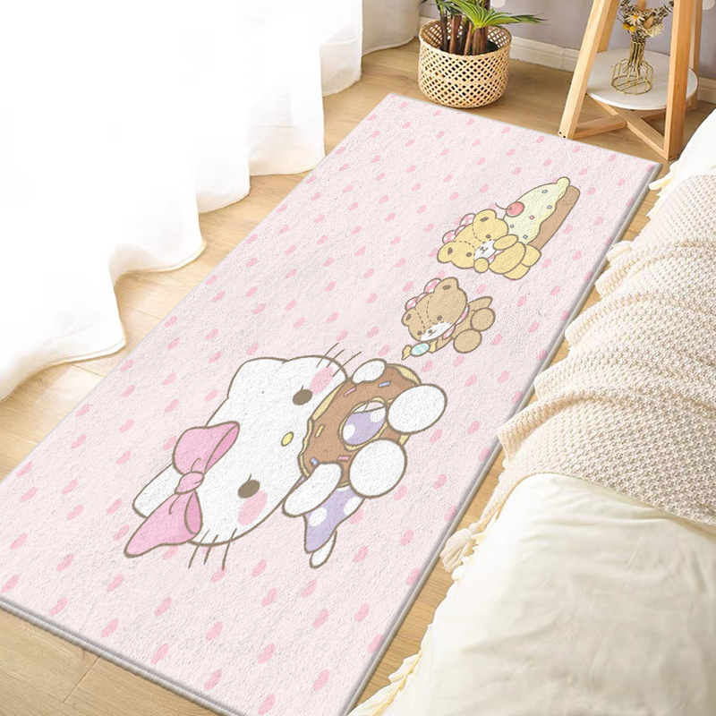 女孩粉色儿童地毯卡通阅读区学习桌电脑椅防滑地垫书房卧室床边毯
