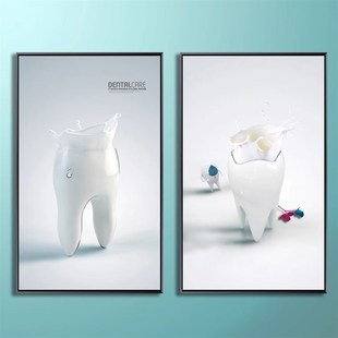 牙齿口腔装饰画种植牙医院牙科诊室过道背景墙挂画门诊所墙面壁画