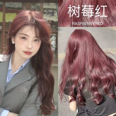 树莓红色染发剂植物纯2024新款流行色自己在家染发泡泡沫染发膏女