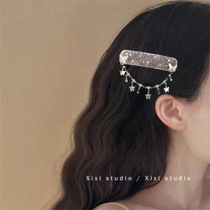 留洋小姐!精致水钻链条发夹!甜美侧边刘海夹碎发卡子盘发器头饰