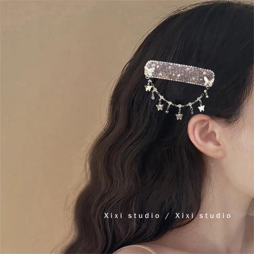 留洋小姐!精致水钻链条发夹!甜美侧边刘海夹碎发卡子盘发器头饰