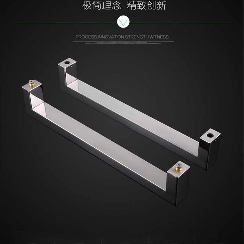 豪华不锈钢大方管玻璃办公室大门拉手明装把手不生锈L12B镜光拉丝