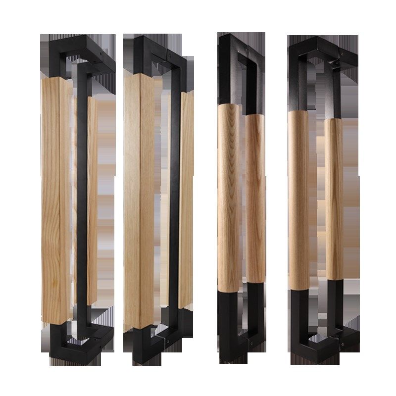 中式黑色不锈钢烤漆玻璃大门拉手酒店实木门把手包厢门玫瑰金手把