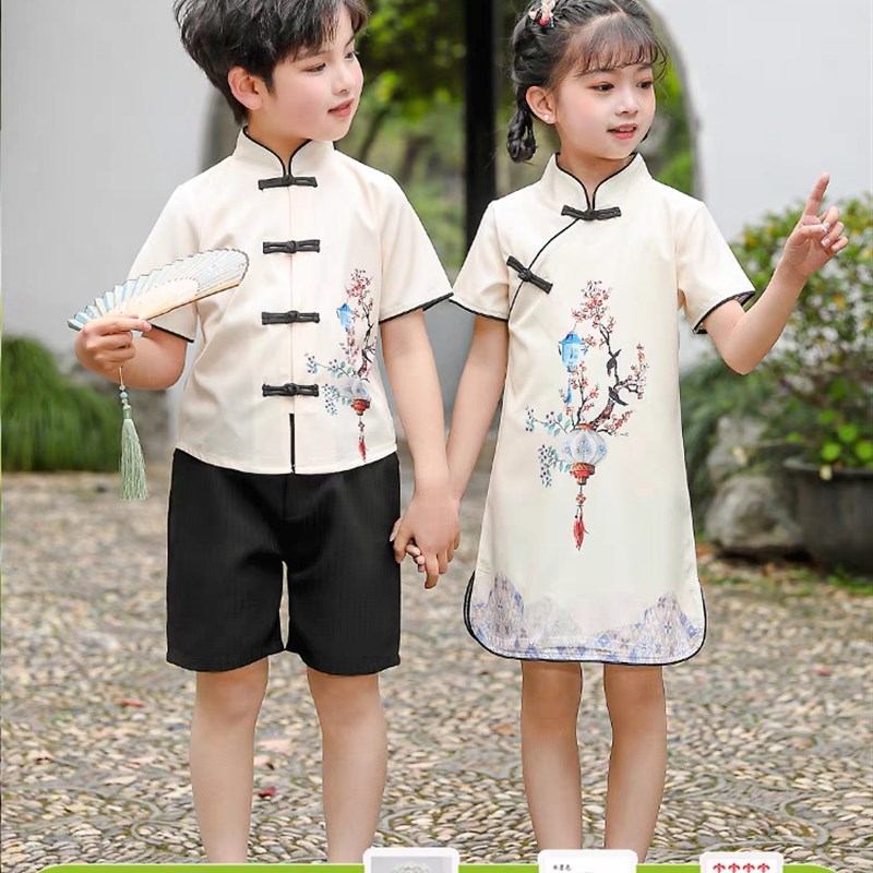 六一儿童民国风演出服合唱服女童旗袍中国风汉新中式男童表演服夏