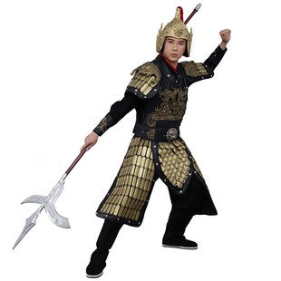 戏曲古装影视舞台演出盔甲男士兵小兵服装战场戏服古代将士服装