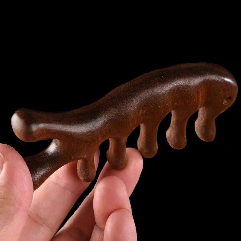 金丝檀木梳子穴位头部小海豚刮痧养生梳按摩头皮经络女士专用桃木