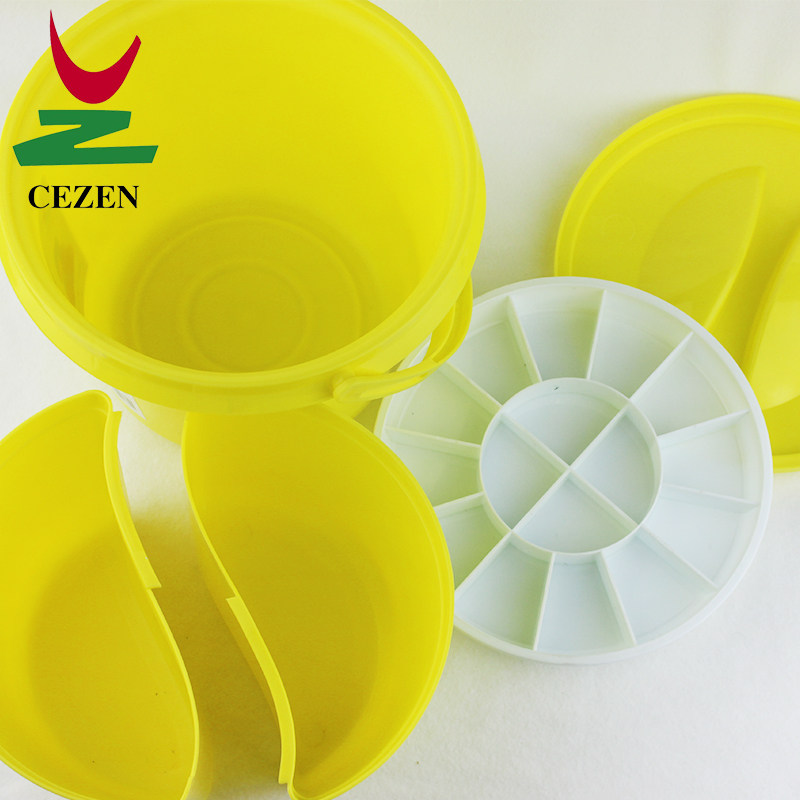 成珍少儿多功能塑料水桶手提加厚洗笔桶带盖调色盘涮笔桶美术用品