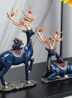 招财福鹿摆件客厅电视柜酒柜玄关乔迁新居结婚礼物软装家居饰品
