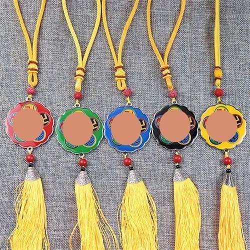 车辆挂件平安黄铜版江氏五色万字福太极双面烤漆水晶胶大黄万车挂