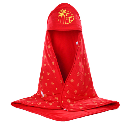 婴儿抱被大红色包被初生纯棉宝宝春秋冬季加厚外出新生儿被子襁褓