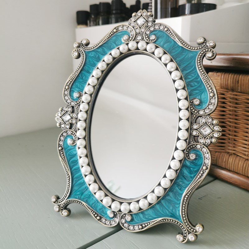 高级感欧式复古镜子梳妆台化妆镜台式桌面主卧室化妆台梳妆镜结婚