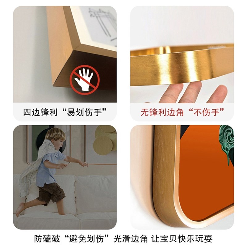 北欧轻奢抽象银杏叶客厅沙发装饰画简约金色树叶圆角四边形墙挂画图片