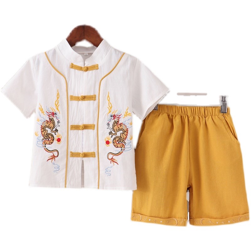 男童中国风汉服春夏装儿童古风唐装套装宝宝短袖夏季周岁演出礼服