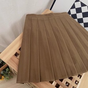 百褶裙秋冬女童2023冬季毛呢灰色咖色7高腰加厚半身短裙半裙A字裙