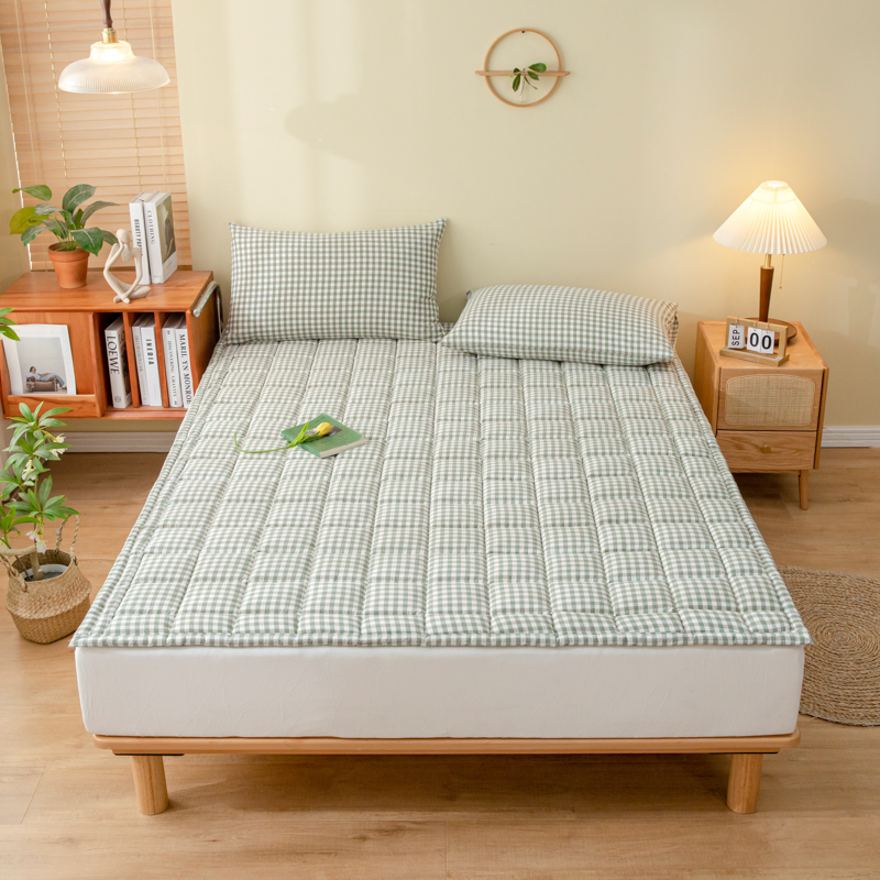 2023新款A类色织水洗全棉新疆棉0.9学生宿舍牀垫防滑可机洗可摺叠