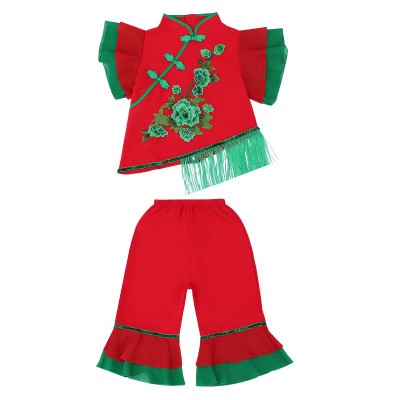 六一儿童演出服女童开门红喜庆秧歌服中国风舞蹈服幼儿手绢表演服