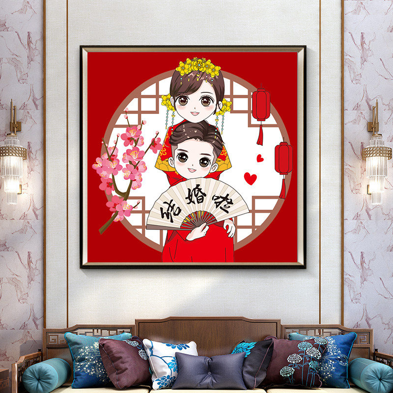 珠绣十字绣全珠子绣 结婚啦 喜庆婚礼满绣卧室串珠绣彩珠绣珠珠绣,居家布艺,十字绣套件,淘宝优惠券,粉丝福利购,淘宝优惠卷