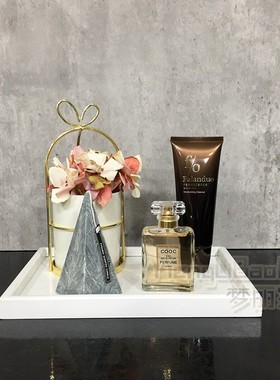 样板间卫生间摆件高档镜面托盘轻奢酒店洗手间套装样板房假花装饰