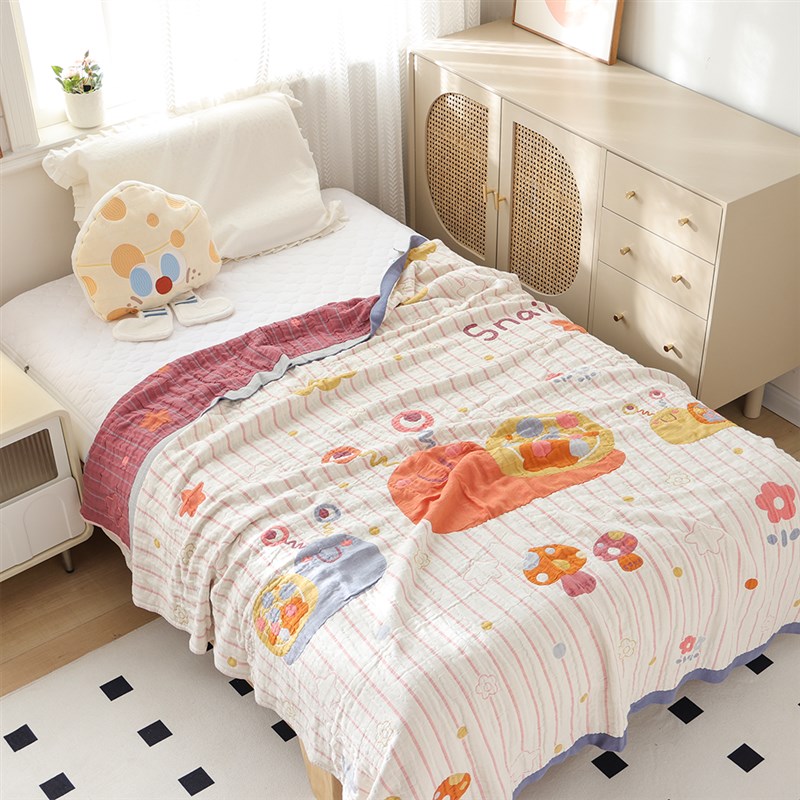 竹纤维纱布泡芙被夏季新款卡通家用柔软透气成人毛巾被办公室盖毯