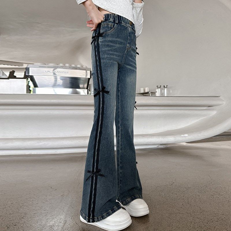 女童牛仔裤春秋2024新款儿童长裤秋季裤子女孩大童秋装洋气喇叭裤