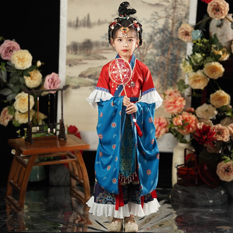 魏晋南北朝汉服女童2024新款古典舞蹈演出服高端国潮儿童神仙裙子