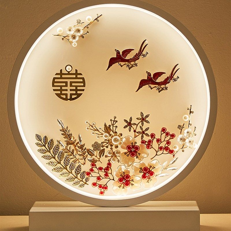 婚庆台灯长明灯送礼温馨个性陪嫁卧室床头中式时尚浪漫智能台灯