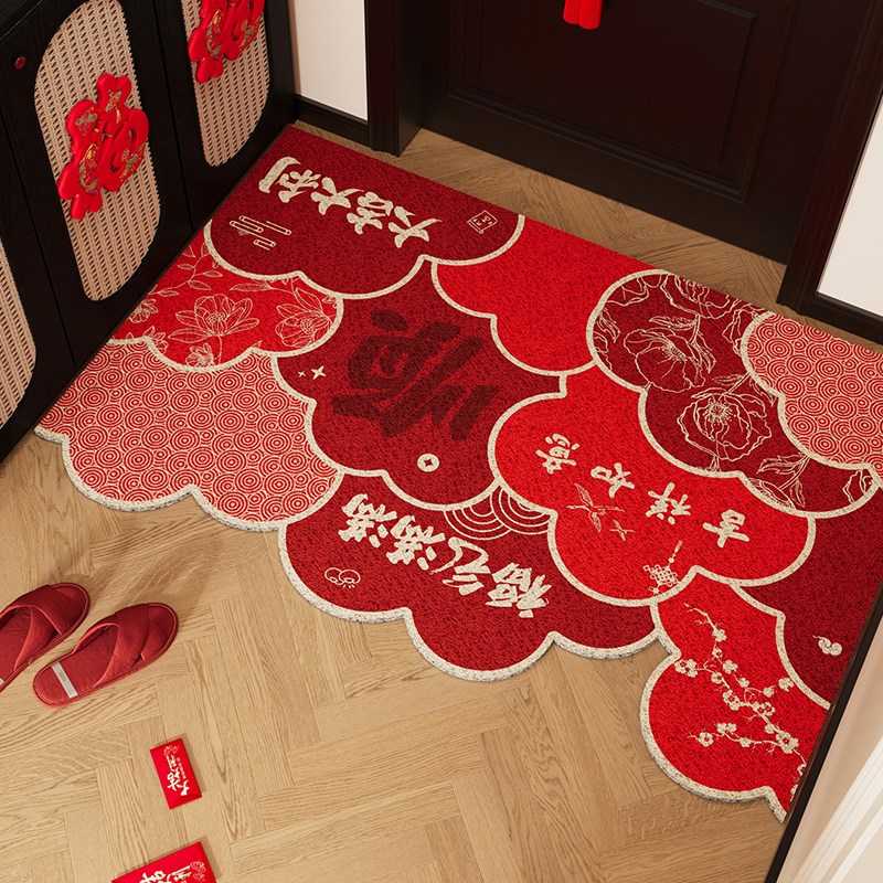 入户门地垫进门家用门垫门外高级感出入平安丝圈脚垫红色玄关地毯